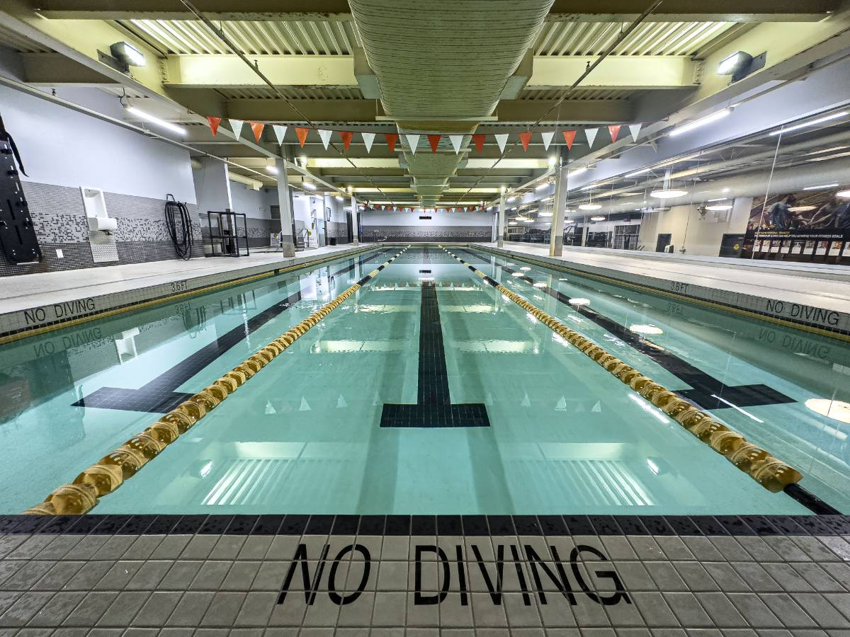 Indoor pool at Langley's fitness center.