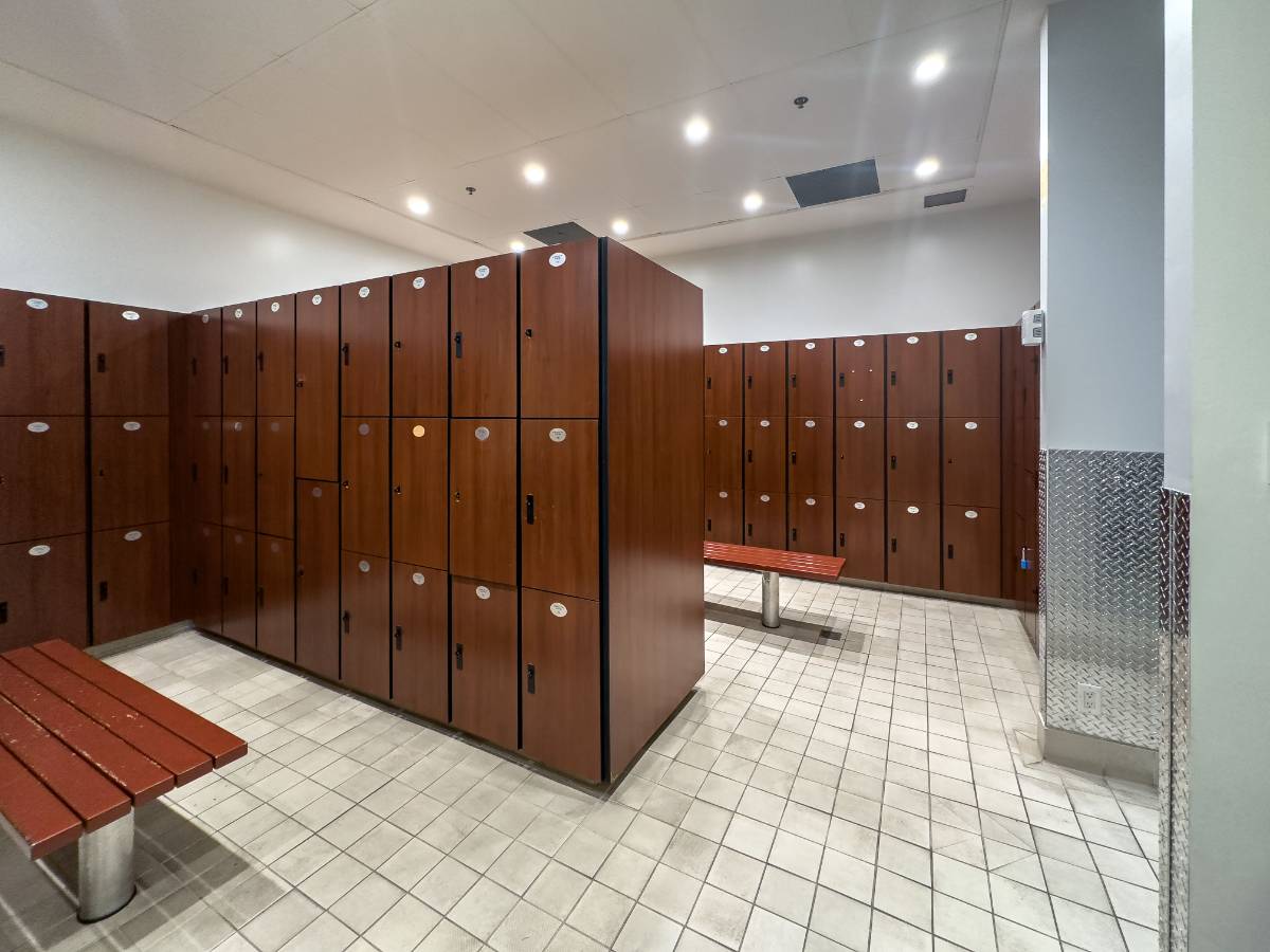 Clean and spacious locker rooms of Gold's Gym Langley